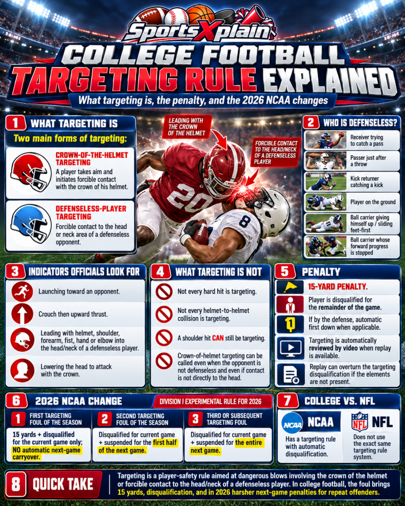 College Football Targeting Rule Explainer Infographic